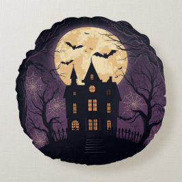 Almofada Redonda Travesseiro redondo de Halloween da Casa Assombrad