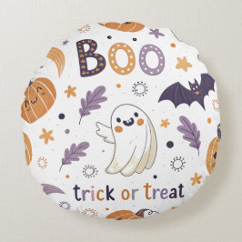 Almofada Redonda Travesseiro Redondo de Halloween Pastel – Boo & Fa