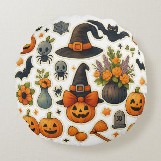 Almofada Redonda Travesseiro redondo de padrão de Halloween bonito