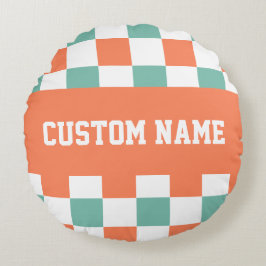 Almofada Redonda Travesseiro redondo de padrão do quadro de verific