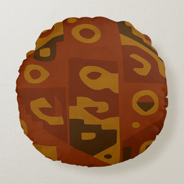 Almofada Redonda Travesseiro Redondo de Padrão Tribal Boho (Frente)