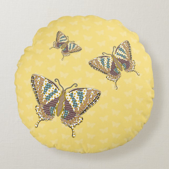 Almofada Redonda Travesseiro Redondo de Swallowtail Aztec (Frente)