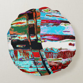 Almofada Redonda Travesseiro Redondo – Design Abstrato Colapso Refl