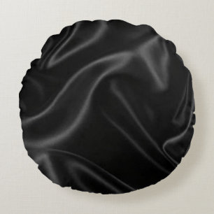 Almofada Redonda Travesseiro redondo Design de Seda Satin Negro