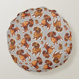 Almofada Redonda Travesseiro redondo do padrão de cães Dachshund