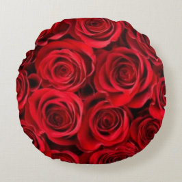 Almofada Redonda Travesseiro redondo do Vintage Rosa vermelha