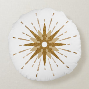 Almofada Redonda Travesseiro redondo Dourado e branco de Starburst