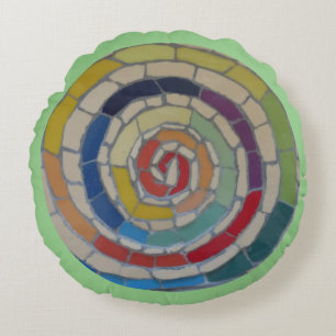Almofada Redonda Travesseiro redondo espiral Rainbow Mosaico Yoga