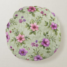 "Travesseiro Redondo Floral Romântico por Aquarela