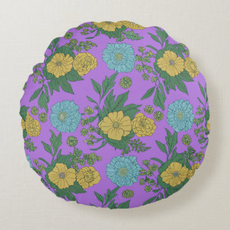Almofada Redonda "Travesseiro Redondo Floral Roxo