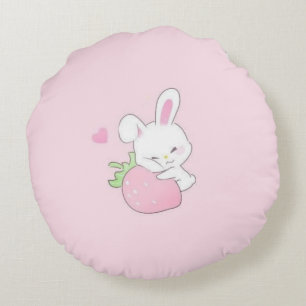 Almofada Redonda Travesseiro Redondo Fofinho de Bunny Kawaii - Rosa