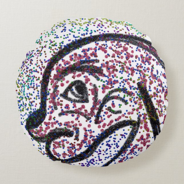 Almofada Redonda Travesseiro redondo Glittery Doggie (Frente)