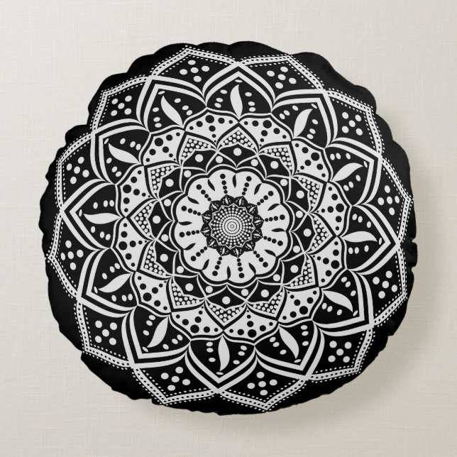 Almofada Redonda Travesseiro Redondo Mandala (Frente)