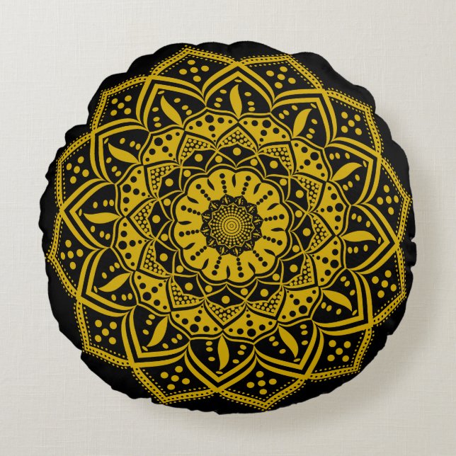 Almofada Redonda Travesseiro Redondo Mandala (Frente)