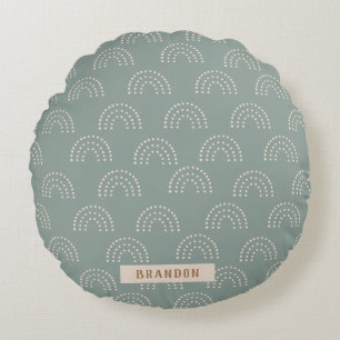 Almofada Redonda Travesseiro redondo mínimo verde escuro do arco-ír