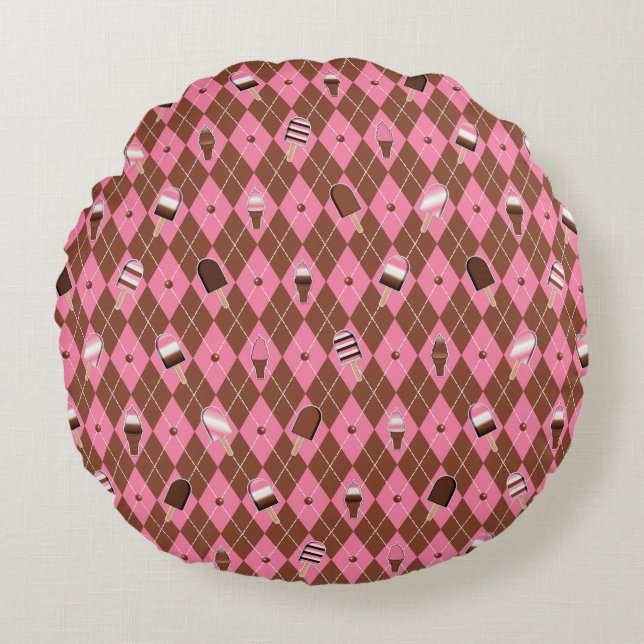 Almofada Redonda Travesseiro redondo Neapolitan Stickers Argyle-16  (Frente)