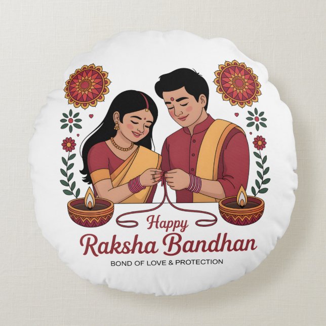 Almofada Redonda Travesseiro Redondo Raksha Bandhan (Frente)