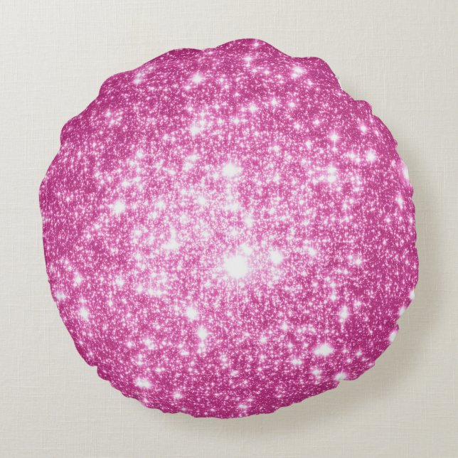 Almofada Redonda Travesseiro Redondo Rosa Lavanda com Estrelas (Verso)