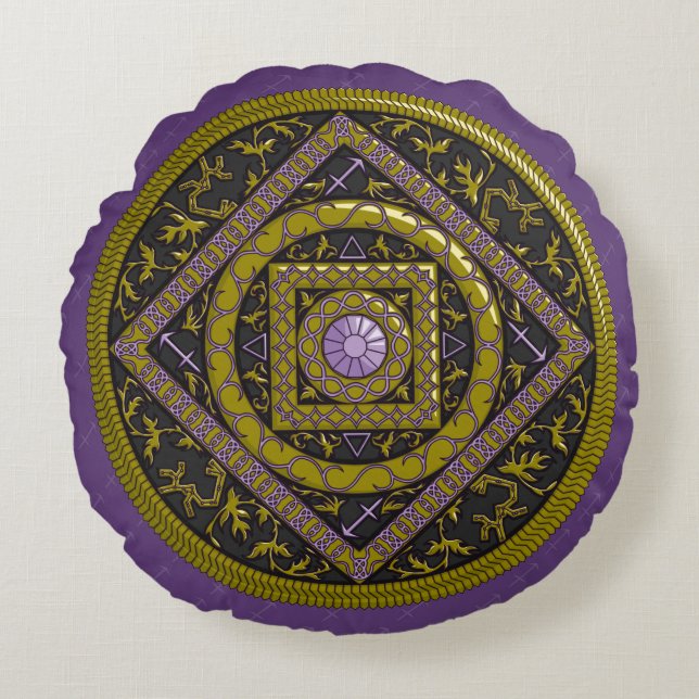 Almofada Redonda Travesseiro redondo Sagittarius Mandala (Frente)