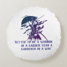 Travesseiro Redondo Samurai Guerreiro Tinta Azul C
