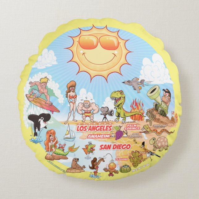 Almofada Redonda Travesseiro redondo SoCal Poufs (Frente)