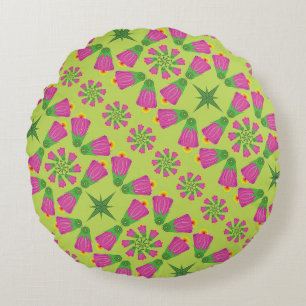 Almofada Redonda Travesseiro Retro Flor da Bélula Mandalas Verde