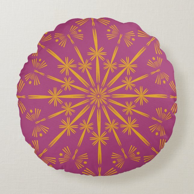 Almofada Redonda Travesseiro Retro Mandala Boysenberry Round (Frente)