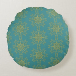 Almofada Redonda Travesseiro Retro Mandala Teal Round