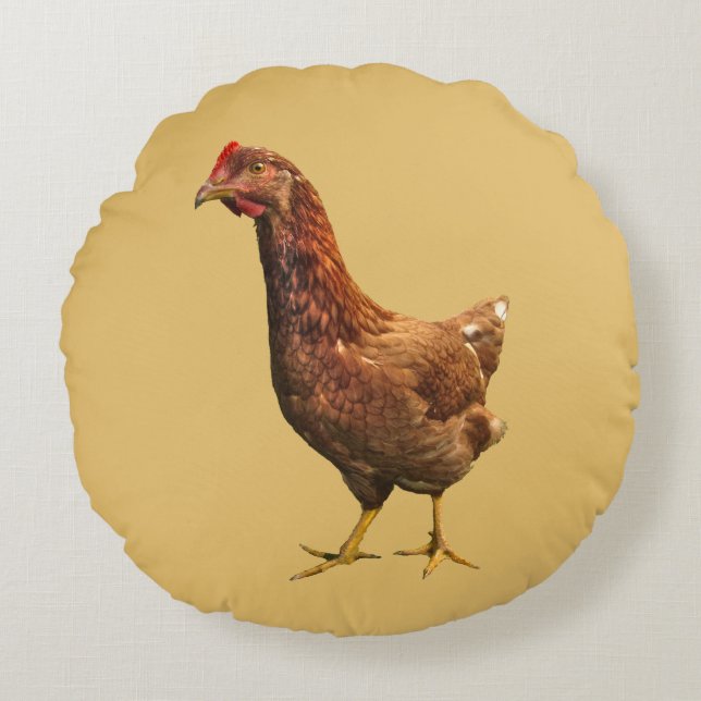 Almofada Redonda Travesseiro Rhode Island Red Hen Chicken Round (Frente)