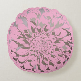 Almofada Redonda Travesseiro rosa pastel flor dália