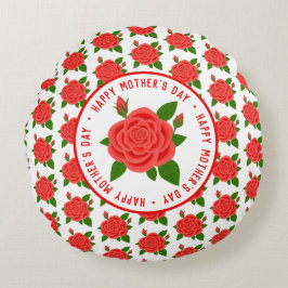 Almofada Redonda Travesseiro rosa vermelha Dia de as mães redondo