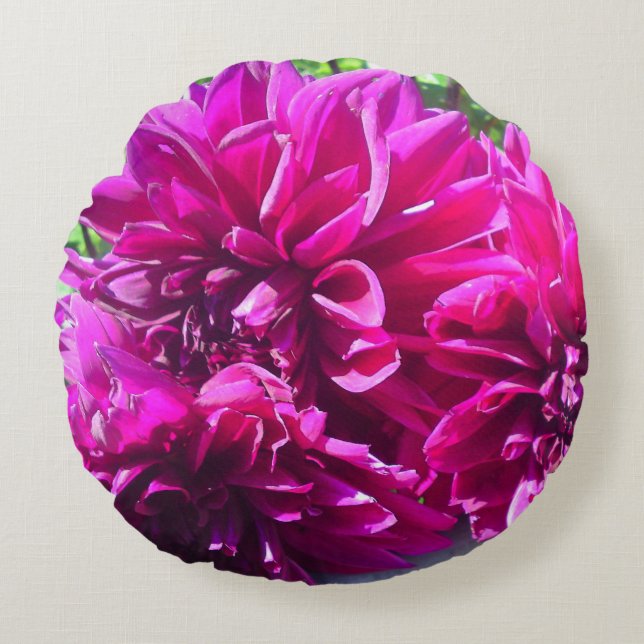 Almofada Redonda Travesseiro Roxo Dahlia (Frente)