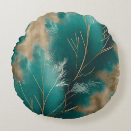 Almofada Redonda Travesseiro Teal Boho - Abstrato Home Decor Design