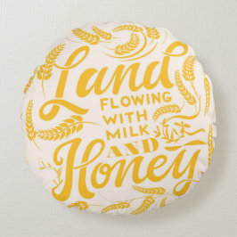 Almofada Redonda Travesseiro Terra que Flui com Leite e Mel 