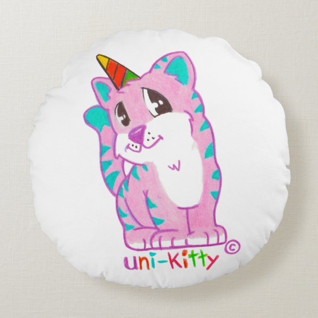 Almofada Redonda Travesseiro UniKitty (Frente)