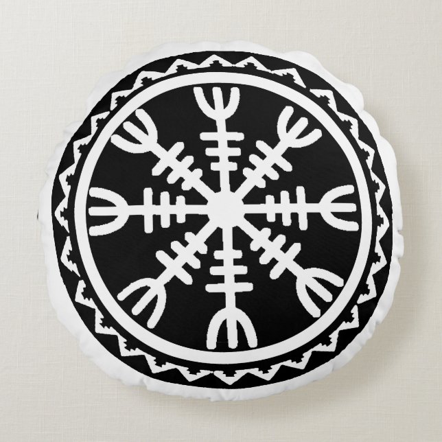 Almofada Redonda Travesseiro Vegvisir Protection Compass (Frente)
