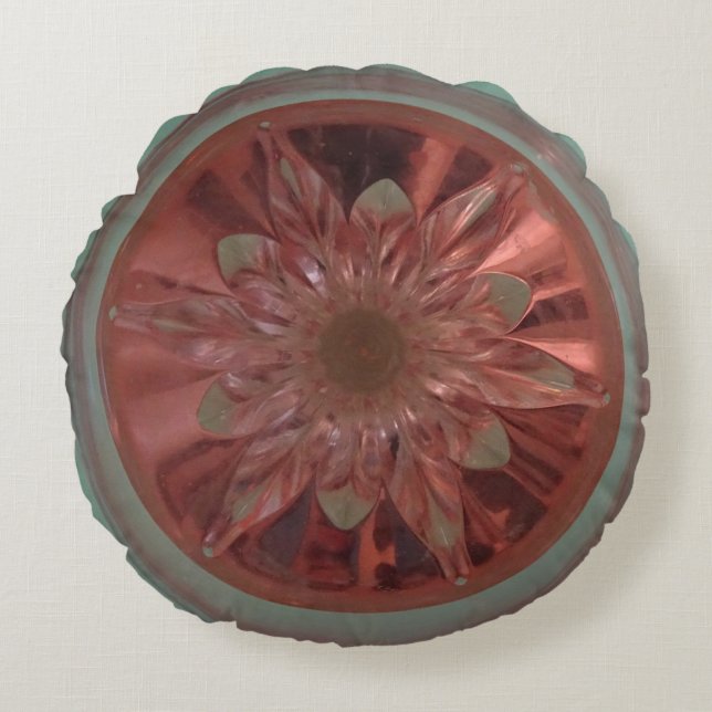 Almofada Redonda Travesseiro Verde da Flor Rosé (Frente)