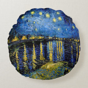 Almofada Redonda Travesseiro Vincent Van Gogh Starry Night 1888