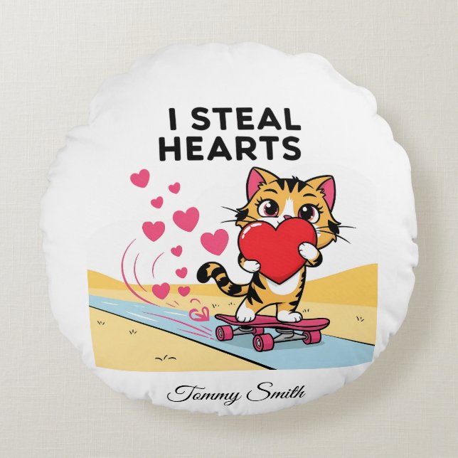 Almofada Redonda Travesseiros de Namorados Sentimentais Modernos pa (Frente)