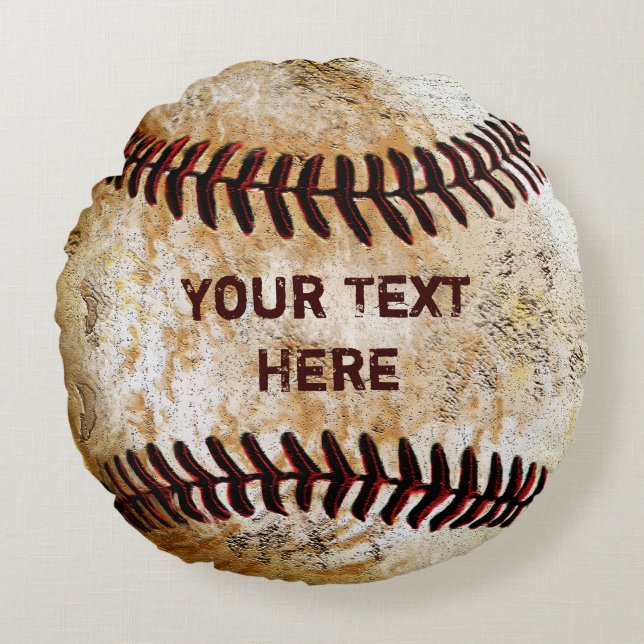Almofada Redonda Travesseiros decorativos personalizados de beisebo (Frente)