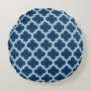 Almofada Redonda Trellis Azul e Bebê, Latite, Quatrefoil