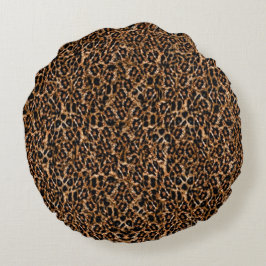 Almofada Redonda Trendy Brown Exótico Pele Padrão Leopardo