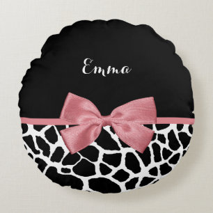Almofada Redonda Trendy Giraffe Impressão Rosy Arco Rosa Com Nome