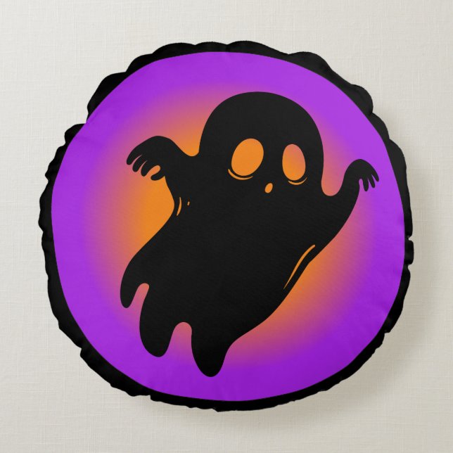 Almofada Redonda Trendy Halloween Spooky Neon Boo Ghost Classic (Frente)