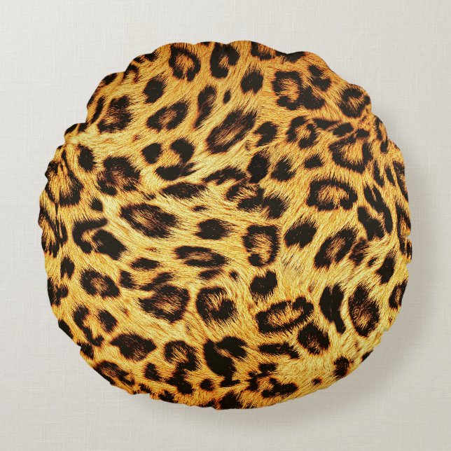 Almofada Redonda Trendy Leopard: Padrão de Design da pele. (Frente)