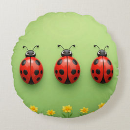 Almofada Redonda Três Joanhinhas Coloridas