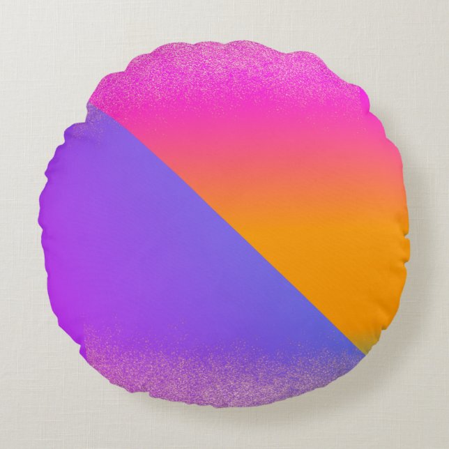 Almofada Redonda Triângulo de Neon Geométrico Moderno (Frente)