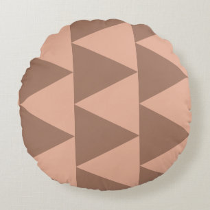 Almofada Redonda Triângulos Grandes Geométricos Mocha Mousse Rosa D