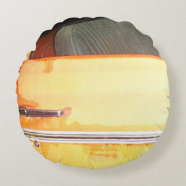 Almofada Redonda trim prateado de carro antigo amarelo