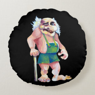 Almofada Redonda Troll Escandinavo Engraçado Parecendo Ogre